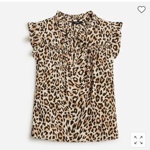 NWT J. Crew ruffle tie-neck sleeveless top in leopard print
